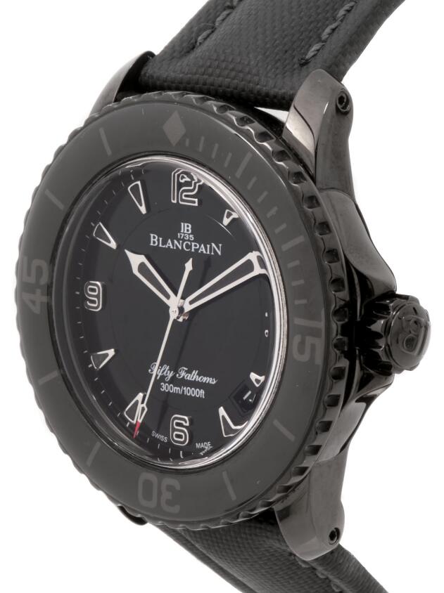 Swiss fake Blancpain Fifty Fathoms watches are cool in black.