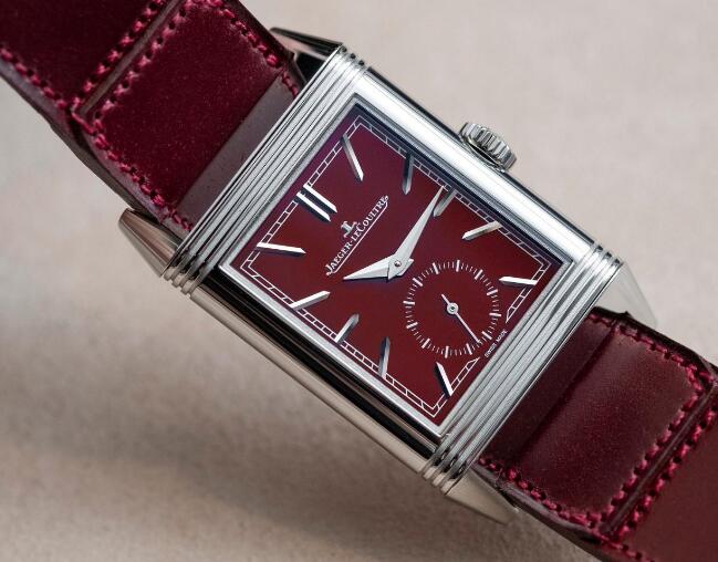With the burgundy dial and strap, this timepiece looks special and charming.