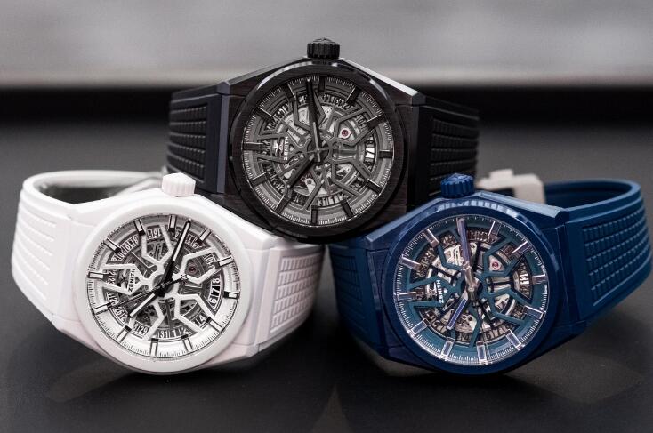 These three watches are with skeleton dials and ceramic cases.