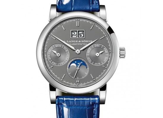 The grey dial fake watch has moon phase.